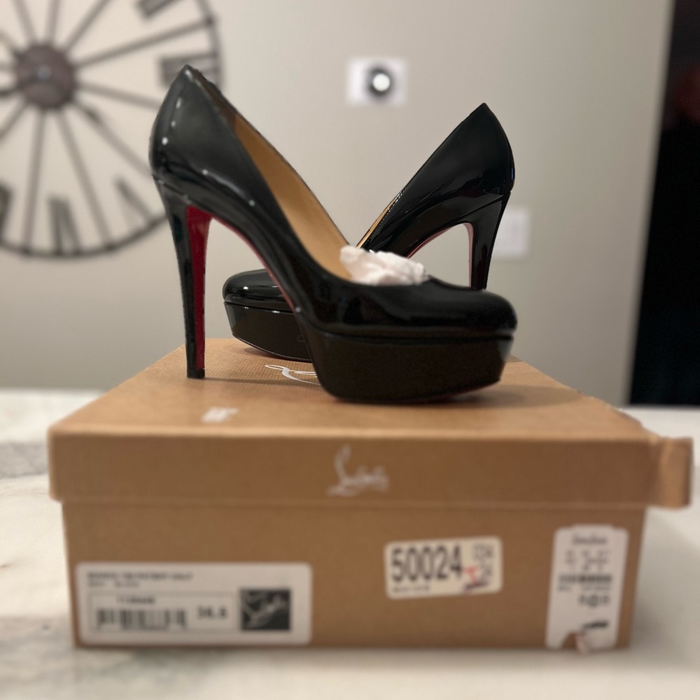 Used Christian Louboutin Black Bianca Platforms 120mm. Size 36.5 Fit US size 6.
